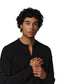 Noir Deep Black Long Sleeve Henley T-Shirt