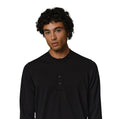 Noir Deep Black Long Sleeve Henley T-Shirt
