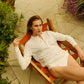 Crisp White Long Sleeve Henley T-Shirt